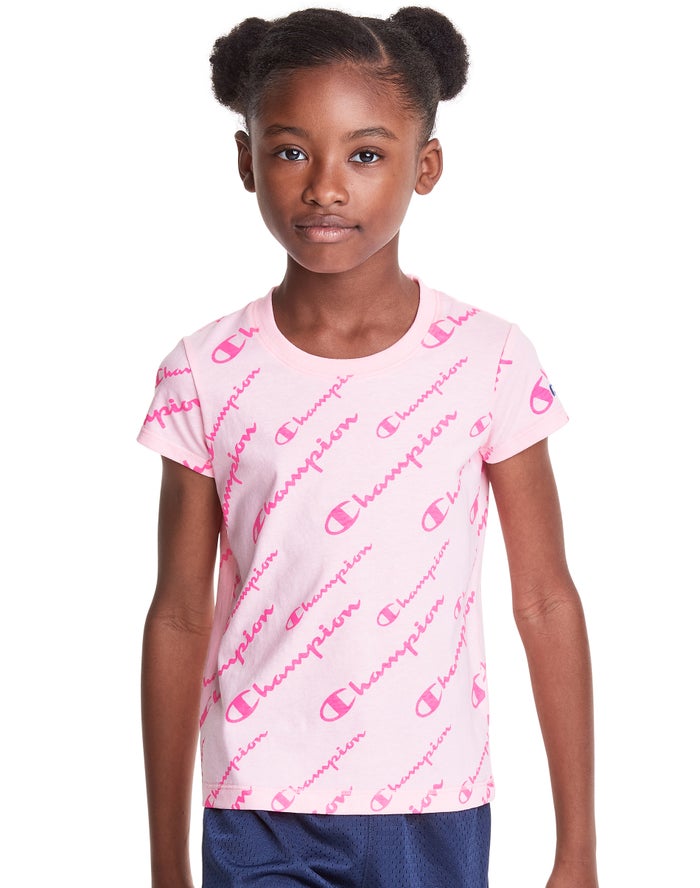 Camiseta Champion Niña - Classic All Over Logo ( Rosas ) 5604319-OM